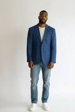 New Nordstrom Rack windowpane blue blazer sz 38S
